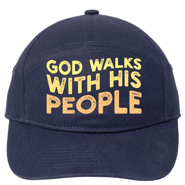 Vintage Retro God Walks With His People World Refugee Day Funny Gift 7-Panel Snapback Hat