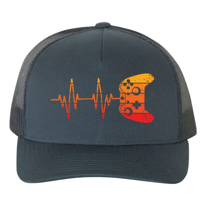 Vintage Retro Gamer Heartbeat Funny Video Game Gaming Yupoong Adult 5-Panel Trucker Hat