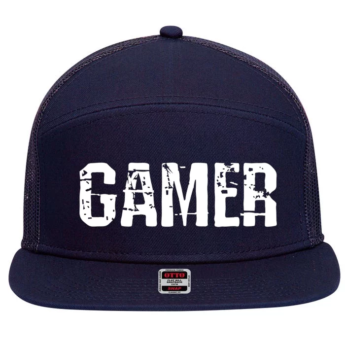 Vintage Retro Gamer Gaming Gift 7 Panel Mesh Trucker Snapback Hat