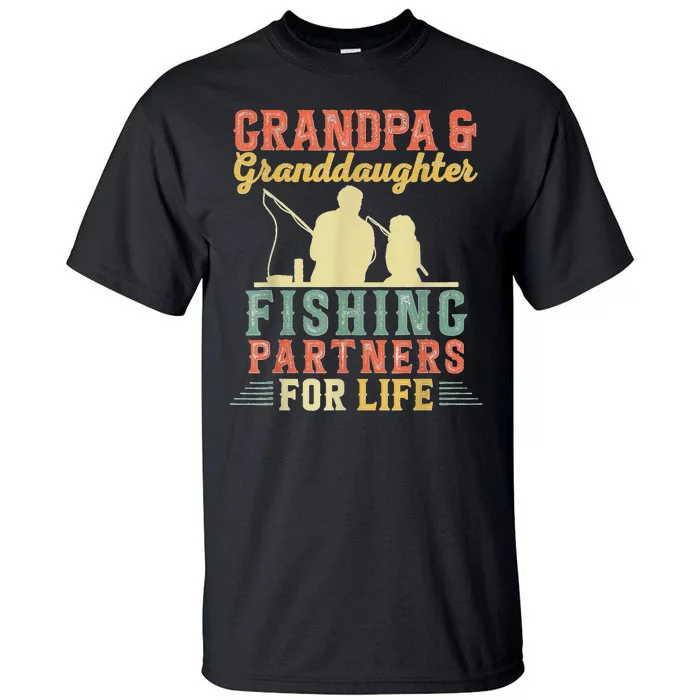 Vintage Retro Grandpa And Granddaughter Fishing Partners Tall T-Shirt