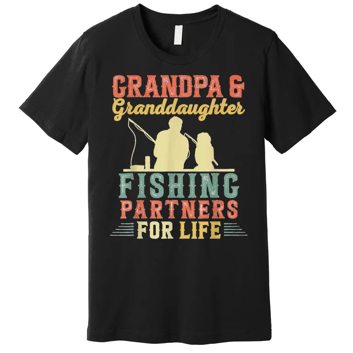 Vintage Retro Grandpa And Granddaughter Fishing Partners Premium T-Shirt