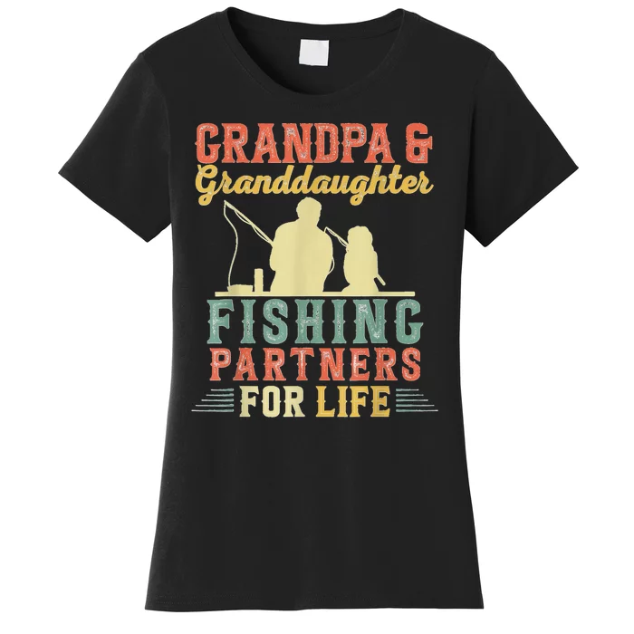 Vintage Retro Grandpa And Granddaughter Fishing Partners Women's T-Shirt