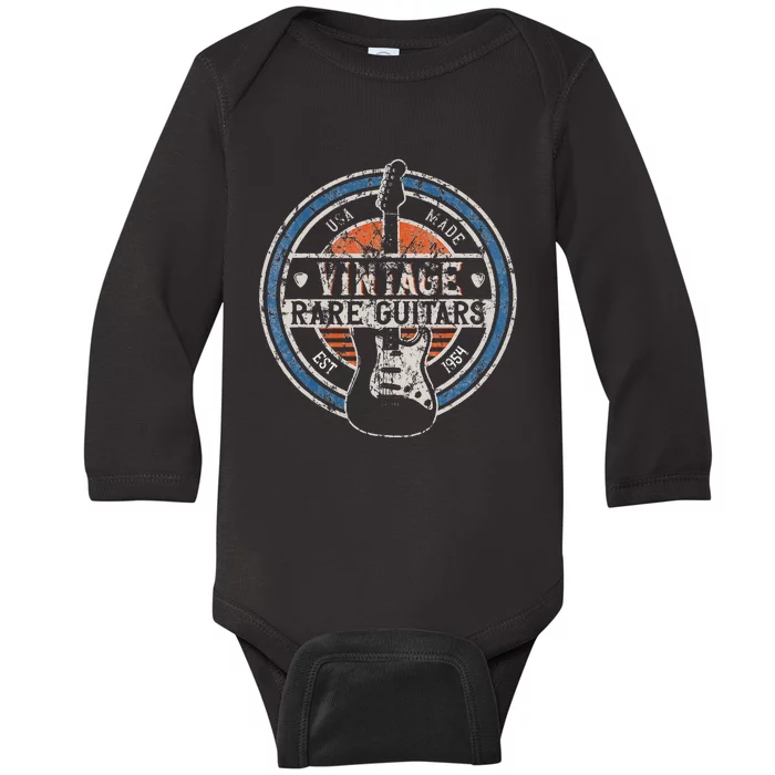 Vintage Rare Guitars Retro American Made Guitarist Baby Long Sleeve Bodysuit