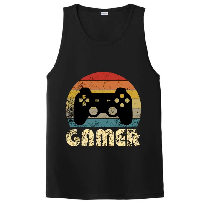 Vintage Retro Gamer Video Game Player Boys Teens Gift Performance Tank