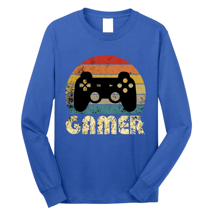 Vintage Retro Gamer Video Game Player Boys Teens Gift Long Sleeve Shirt