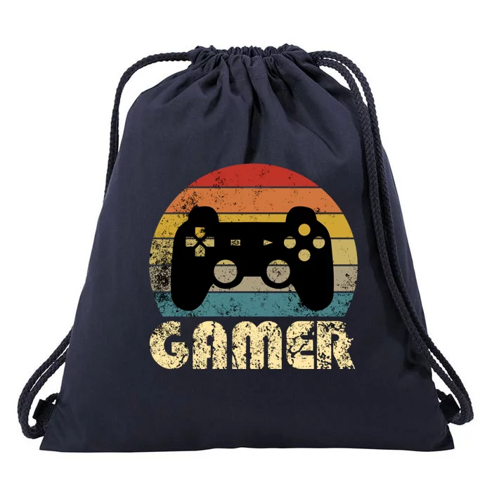 Vintage Retro Gamer Video Game Player Boys Teens Gift Drawstring Bag