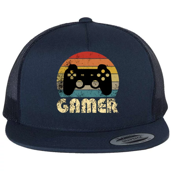 Vintage Retro Gamer Video Game Player Boys Teens Gift Flat Bill Trucker Hat