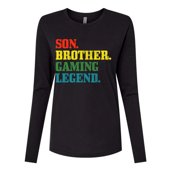 Vintage Retro Gamer Gift Son Brother Gaming Legend Womens Cotton Relaxed Long Sleeve T-Shirt