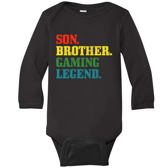 Vintage Retro Gamer Gift Son Brother Gaming Legend Baby Long Sleeve Bodysuit