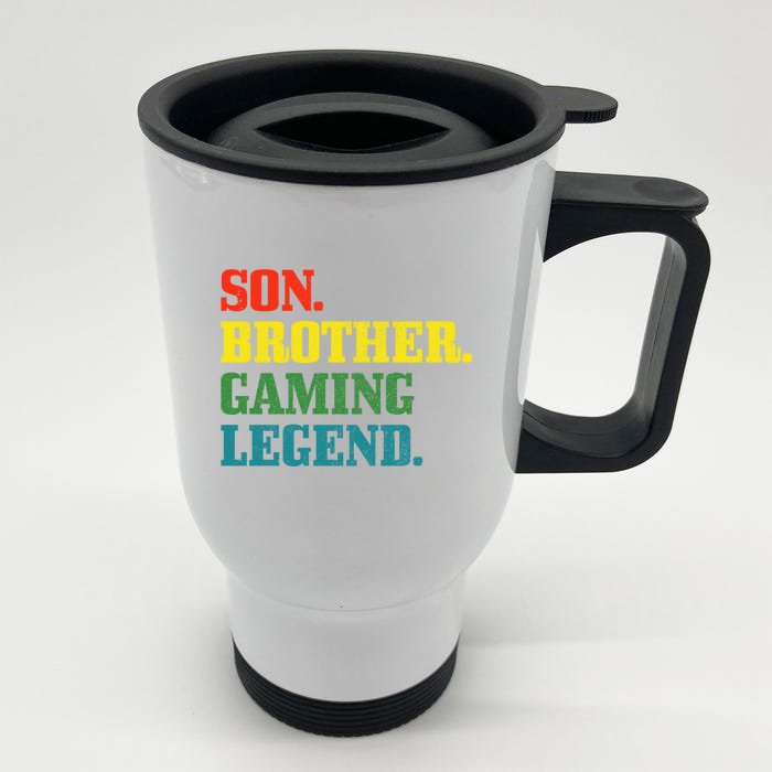 Vintage Retro Gamer Gift Son Brother Gaming Legend Front & Back Stainless Steel Travel Mug