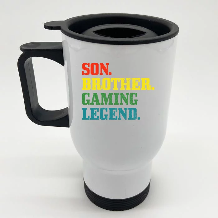 Vintage Retro Gamer Gift Son Brother Gaming Legend Front & Back Stainless Steel Travel Mug