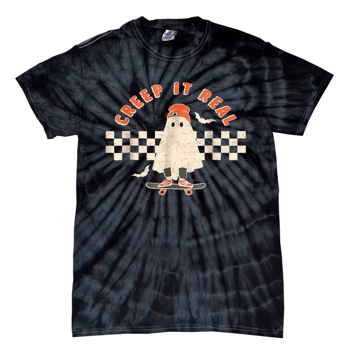 Vintage Retro Halloween Creep It Real Ghost Boy Fall Season Tie-Dye T-Shirt