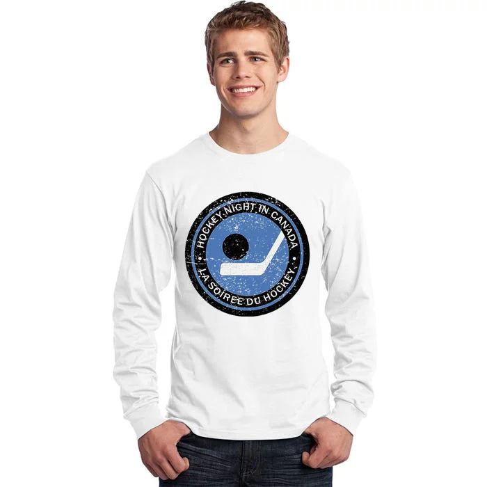 Vintage Retro Hockey Night In Canada Hockey Player Team Tall Long Sleeve T-Shirt