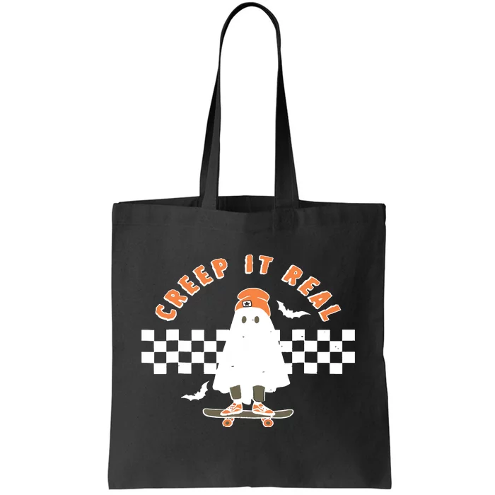 Vintage Retro Halloween Creep It Real Ghost Boy Fall Season Tote Bag