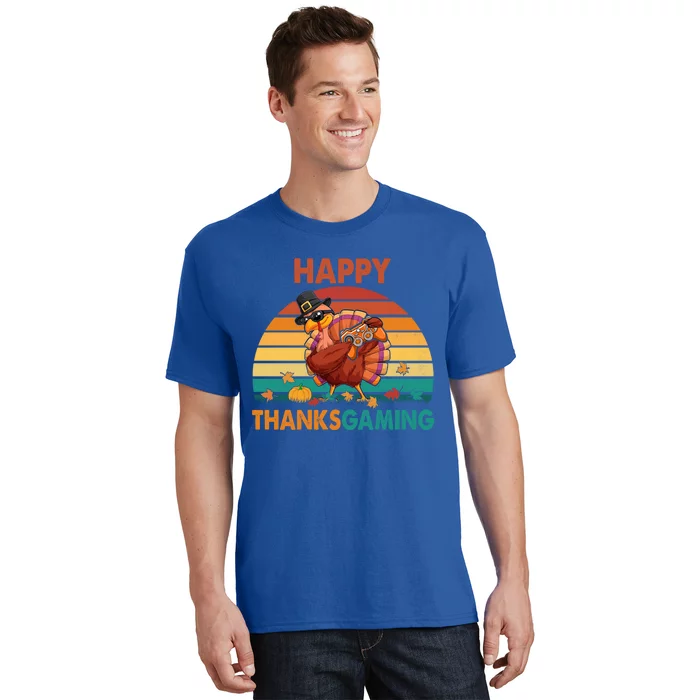 Vintage Retro Happy Thanksgiving Gaming Dabbing Turkey Gamer Cute Gift T-Shirt