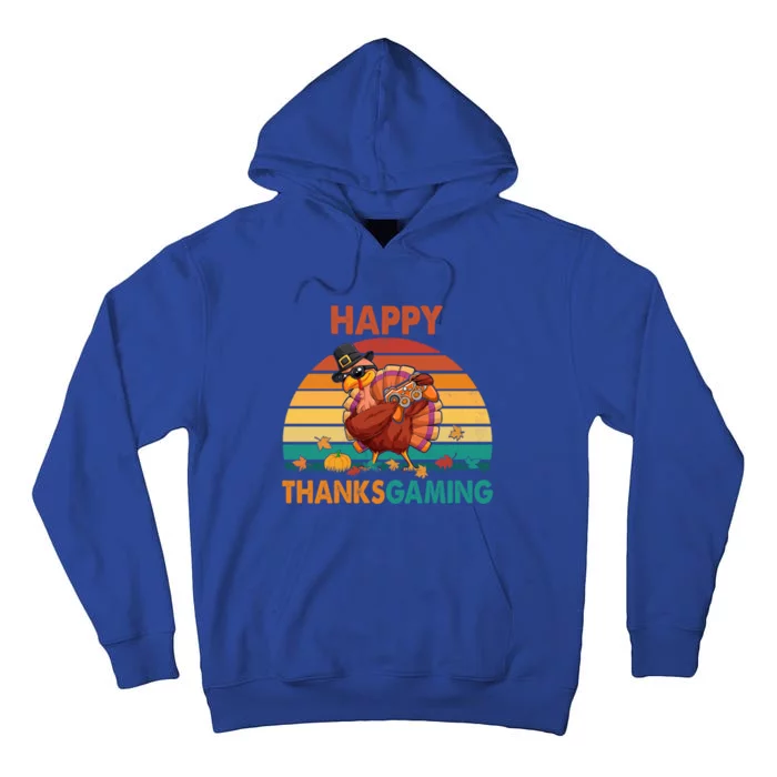 Vintage Retro Happy Thanksgiving Gaming Dabbing Turkey Gamer Cute Gift Tall Hoodie