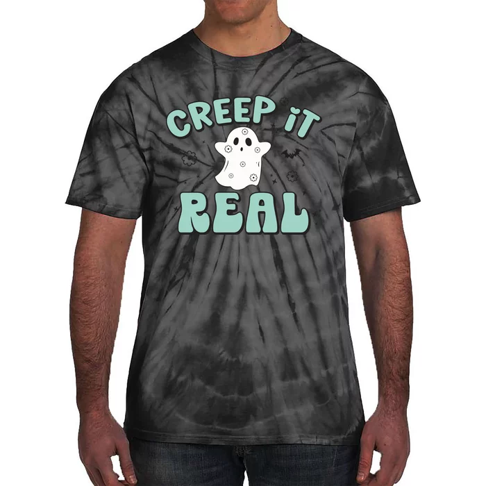 Vintage Retro Halloween Creep It Real Ghost Boy Fall Season Gift Tie-Dye T-Shirt