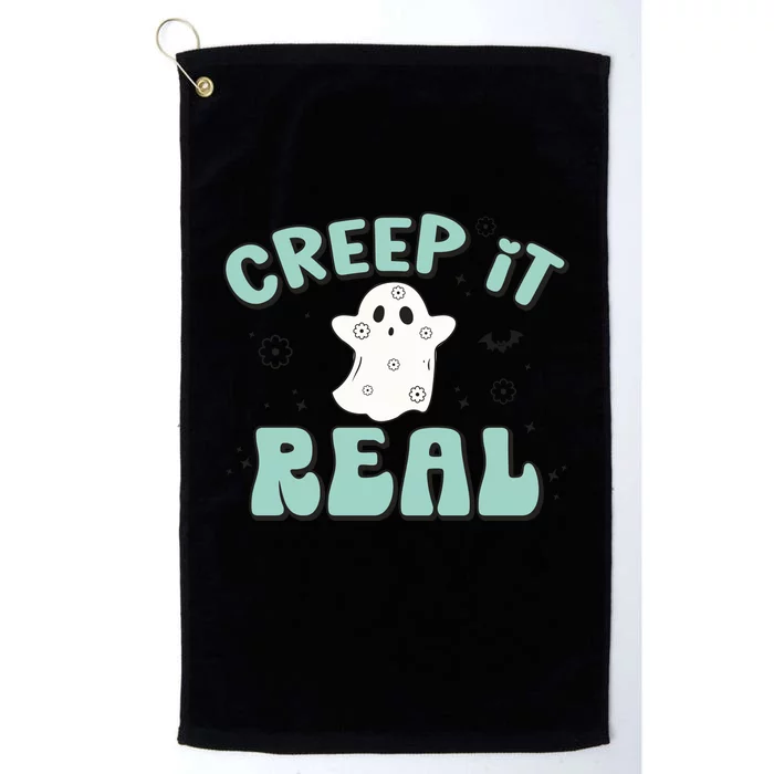 Vintage Retro Halloween Creep It Real Ghost Boy Fall Season Gift Platinum Collection Golf Towel