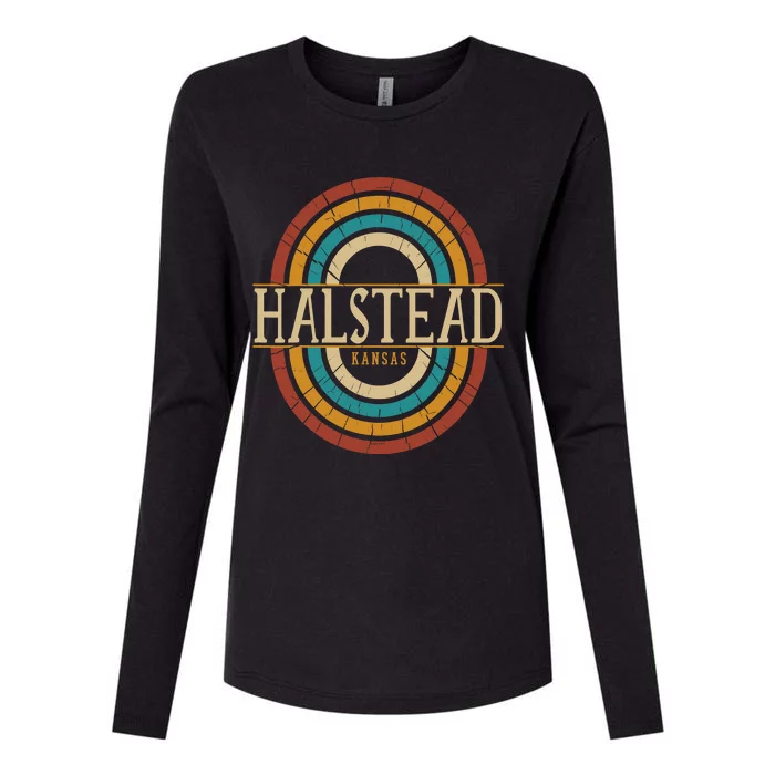 Vintage Retro Halstead Kansas KS Womens Cotton Relaxed Long Sleeve T-Shirt