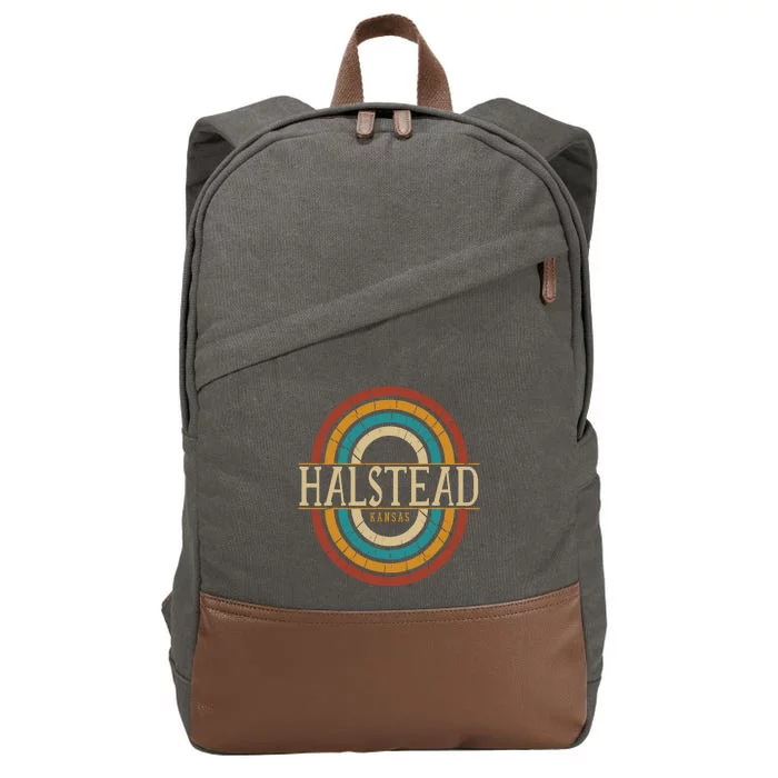 Vintage Retro Halstead Kansas KS Cotton Canvas Backpack