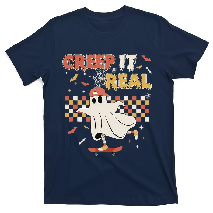 Vintage Retro Halloween Creep It Real Ghost Boy Fall T-Shirt