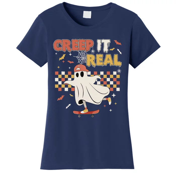 Vintage Retro Halloween Creep It Real Ghost Boy Fall Women's T-Shirt