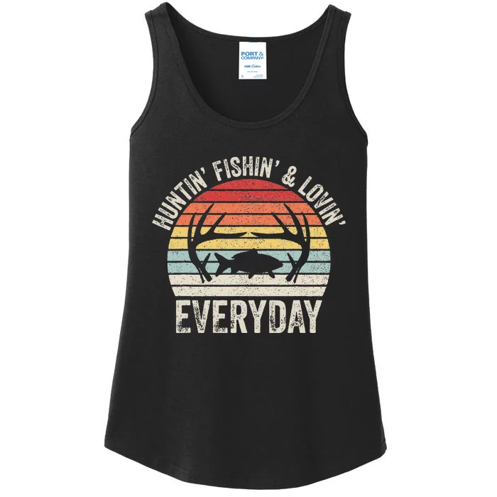 Vintage Retro Hunting Fishing Loving Everyday Ladies Essential Tank