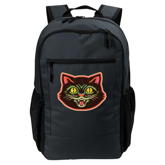 Vintage Retro Halloween Cat Face Daily Commute Backpack