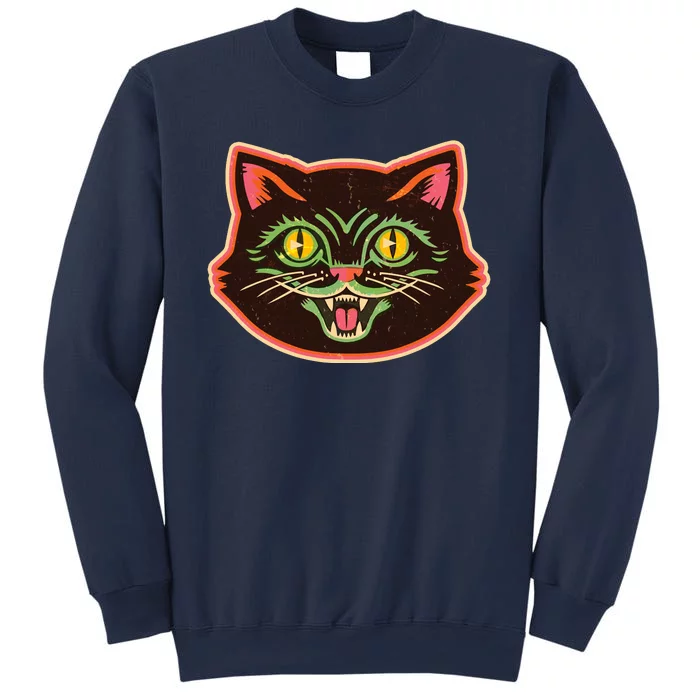 Vintage Retro Halloween Cat Face Sweatshirt