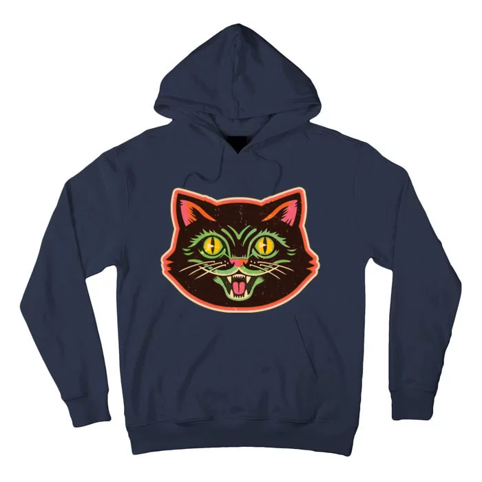 Vintage Retro Halloween Cat Face Tall Hoodie