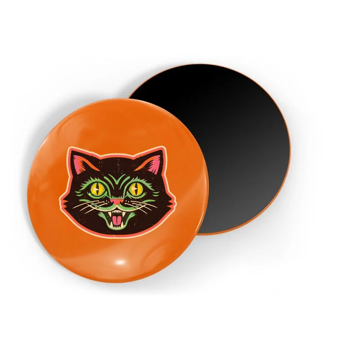 Vintage Retro Halloween Cat Face Magnet