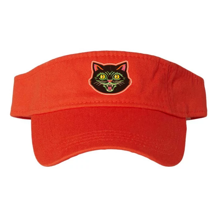 Vintage Retro Halloween Cat Face Valucap Bio-Washed Visor