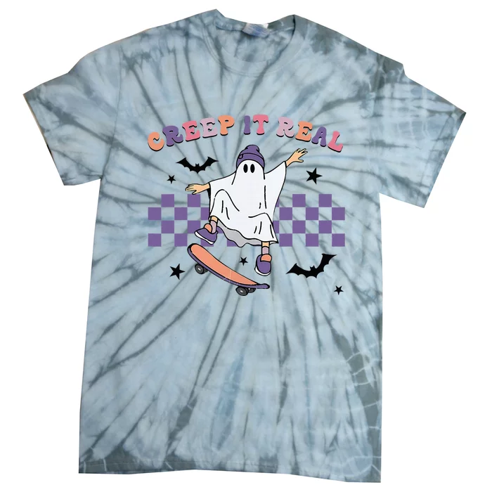 Vintage Retro Halloween Creep It Real Ghost Fall Season Tie-Dye T-Shirt