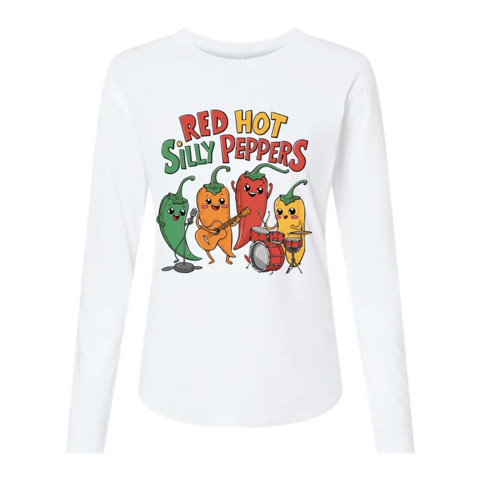 Vintage Red Hot Silly Peppers Unique 90s Funny Cartoons Womens Cotton Relaxed Long Sleeve T-Shirt