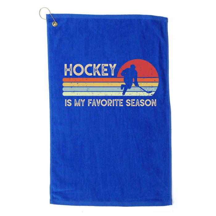 Vintage Retro Hockey Is My Favorite Season Funny Hockey Gift Cute Gift Platinum Collection Golf Towel