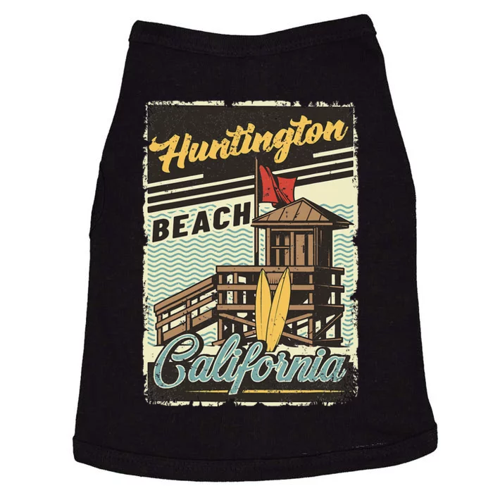 Vintage Retro Huntington Beach California Sunset Surf Doggie Tank