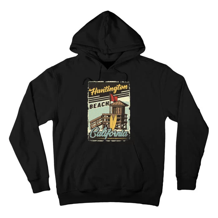 Vintage Retro Huntington Beach California Sunset Surf Tall Hoodie