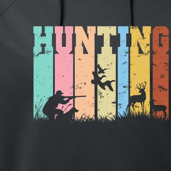 Vintage Retro Hunting Hunter Performance Fleece Hoodie