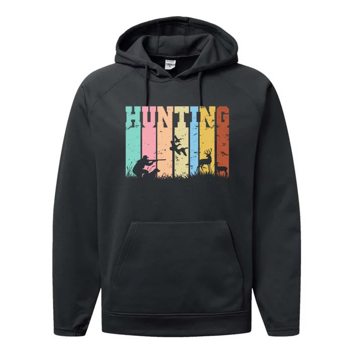 Vintage Retro Hunting Hunter Performance Fleece Hoodie