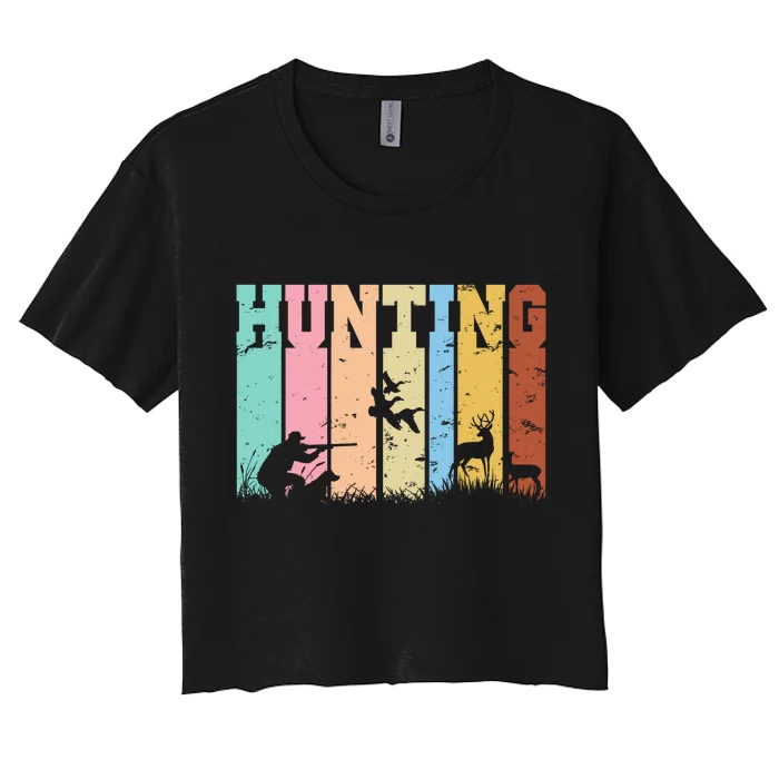 Vintage Retro Hunting Hunter Women's Crop Top Tee