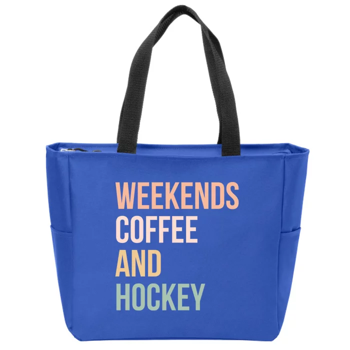 Vintage Retro Hockey Lover Funny Gift Weekends Coffee And Hockey Cool Gift Zip Tote Bag