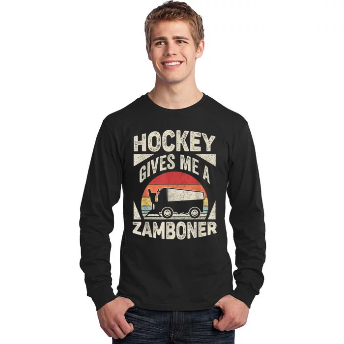 Vintage Retro Hockey Gives Me A Zamboner Hockey Tall Long Sleeve T-Shirt