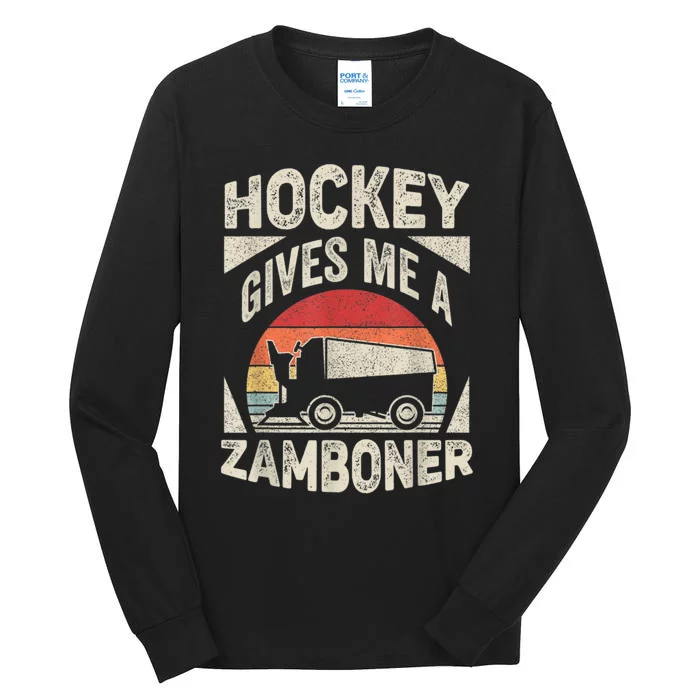 Vintage Retro Hockey Gives Me A Zamboner Hockey Tall Long Sleeve T-Shirt