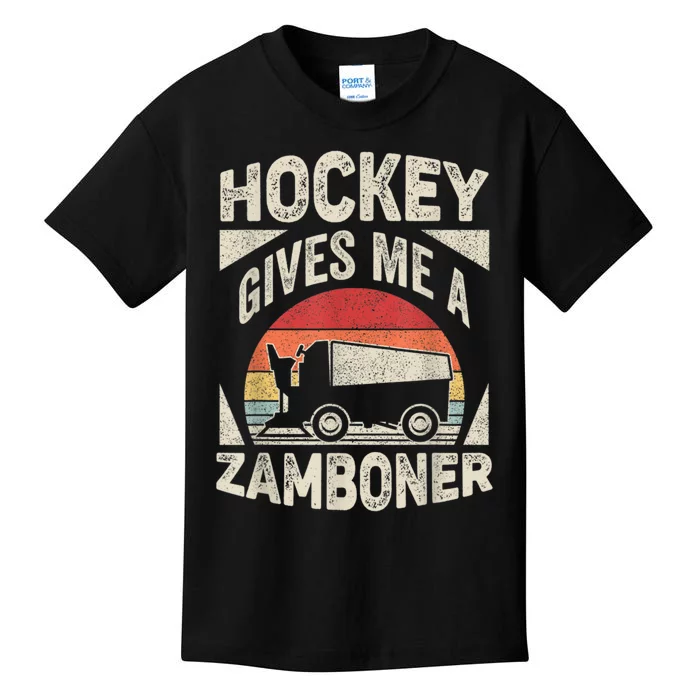 Vintage Retro Hockey Gives Me A Zamboner Hockey Kids T-Shirt