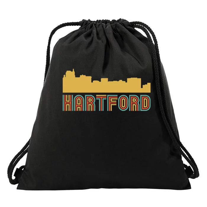 Vintage Retro Hartford Connecticut Skyline Drawstring Bag