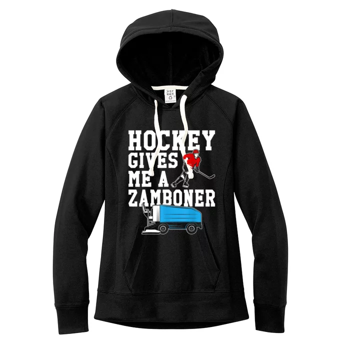 Vintage Retro Hockey Gives Me A Zamboner Hockey Women's Fleece Hoodie