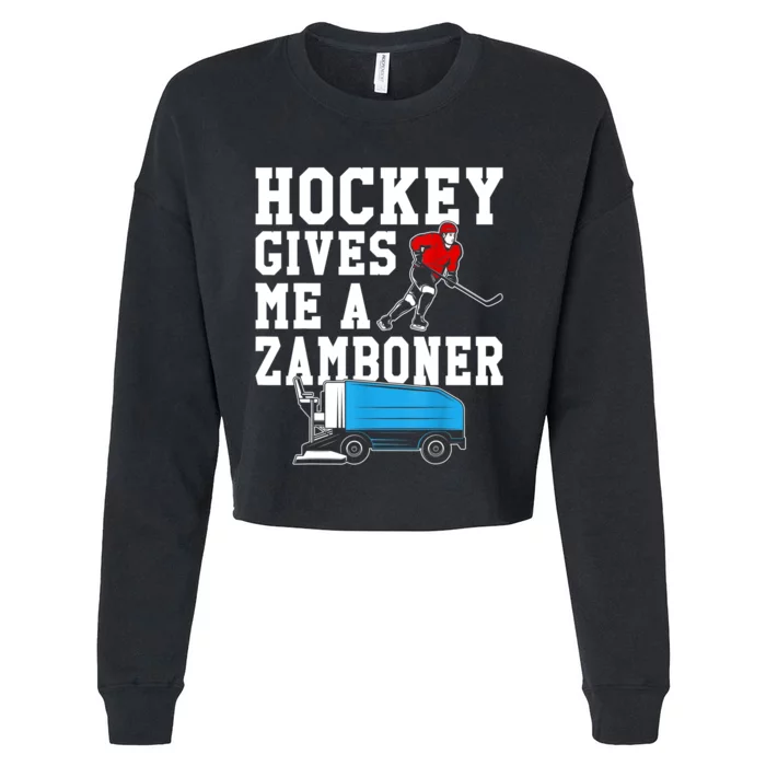 Vintage Retro Hockey Gives Me A Zamboner Hockey Cropped Pullover Crew