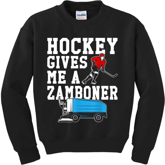 Vintage Retro Hockey Gives Me A Zamboner Hockey Kids Sweatshirt