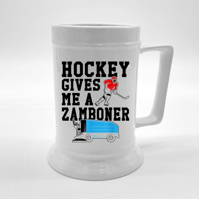 Vintage Retro Hockey Gives Me A Zamboner Hockey Front & Back Beer Stein