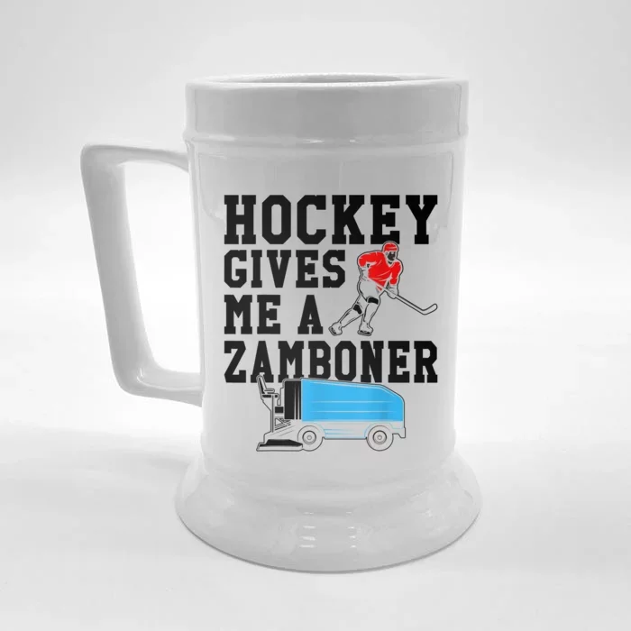 Vintage Retro Hockey Gives Me A Zamboner Hockey Front & Back Beer Stein